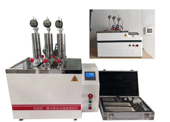 HDT VICAT Testing Machine Providing Measurement of Thermal Deformation and Softening Point Temperature for Plastic Testing
