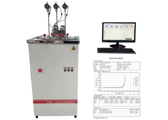 Machine d'essai HDT VICAT pour la mesure de la déformation thermique et du point de ramollissement des matériaux plastiques, caoutchouc et nylon